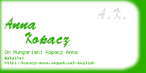 anna kopacz business card
